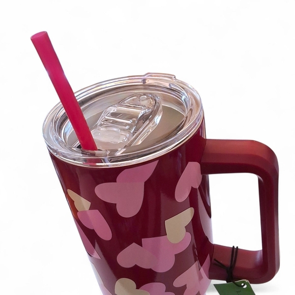 Kate Spade New York Hearts Stainless Steel 40 oz Tumbler w/ Handle + Straw – NWT - Picture 8 of 11